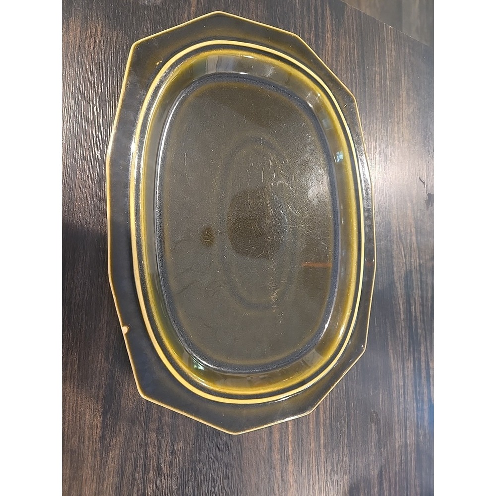 Pfaltzgraff Heritage Green 12 Sided Platter Stoneware Vintage Serving Plate